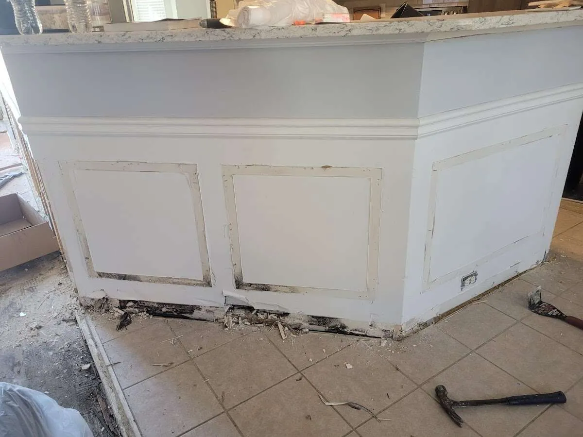 Water damage and mold on kitchen during Burst Pipe Cleanup in Cocoa Beach